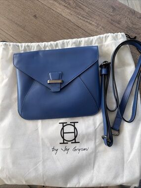 Blue Leather Envelope Crossbody